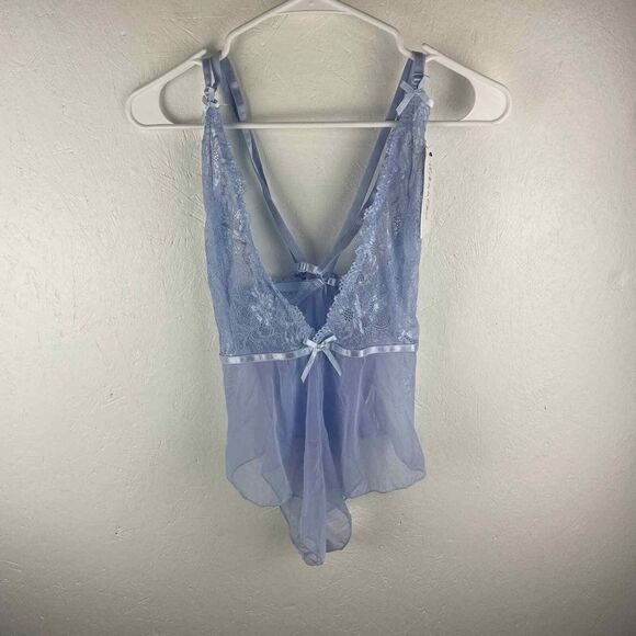 NWT Oh la la Cheri Blue Lace Teddy Lace Lingerie Nylon Spandex Bodysuit Size S/M - Picture 7 of 12